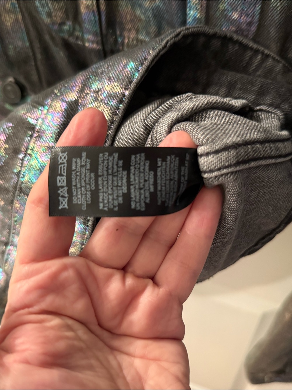 ASOS Holographic Metallic Oil Slick Trucker Jacket - Iridescent - Picture 7 of 10